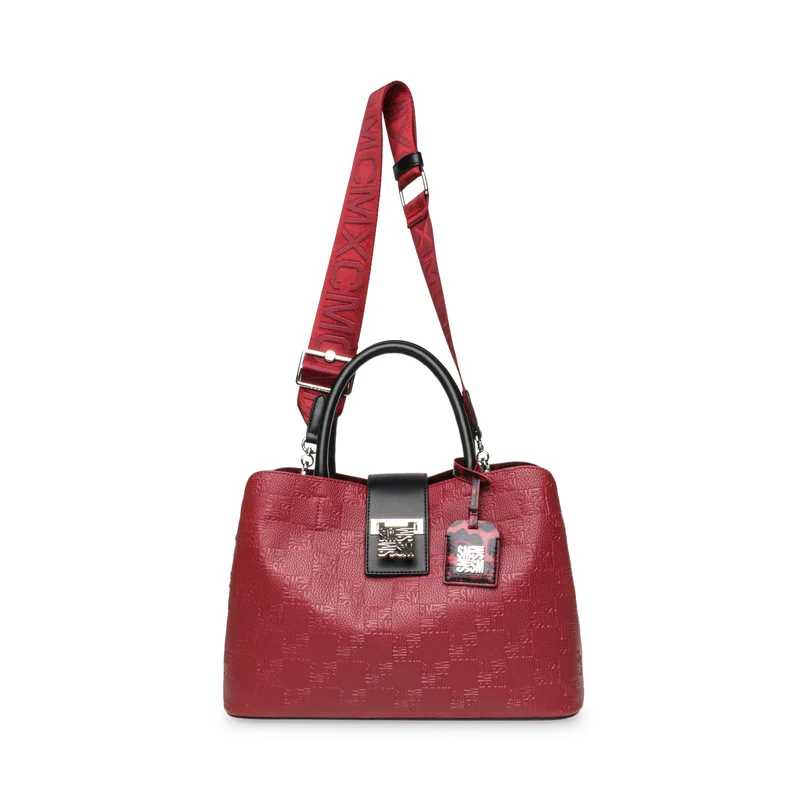 Steve madden kess-c women's red/silver satchel bag